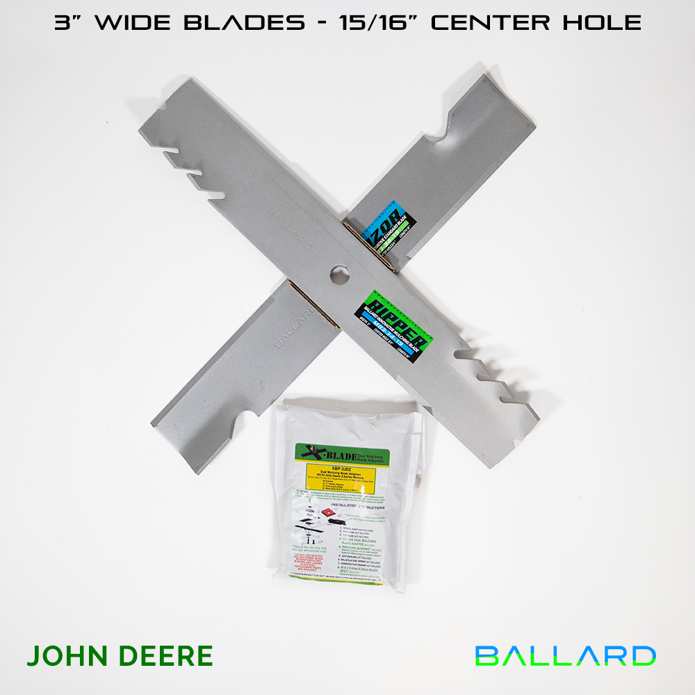 X-Blade Dual Mulching Blade Adapter Kit for John Deere (3&rdquo; &ndash; 7/8&Prime; center hole- with Bolts and Spacers) image number null