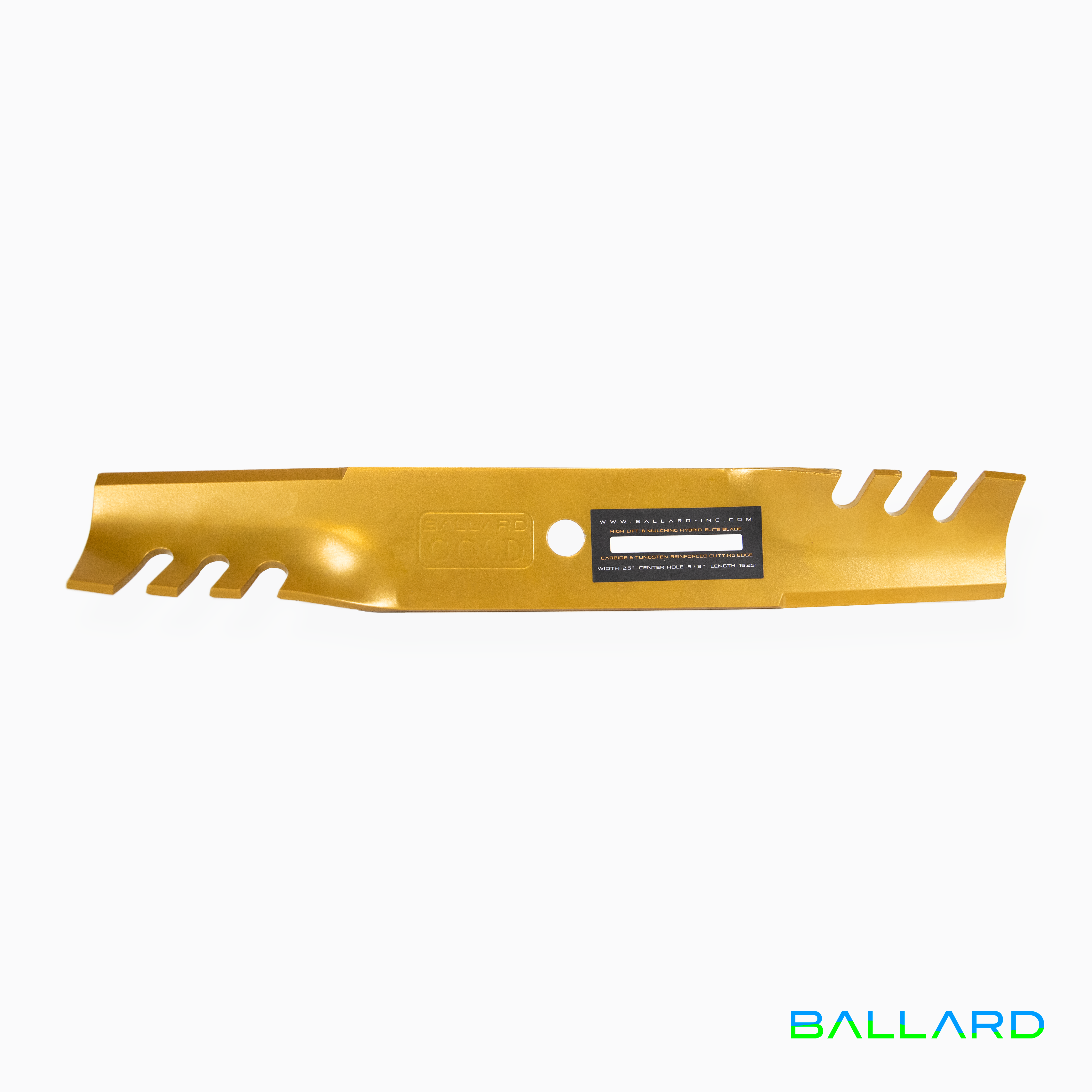MULCHING Mower Blades: 14 3/4" Long, 5/8" Center Hole, 2.5" Wide (Three Blade System) image number null