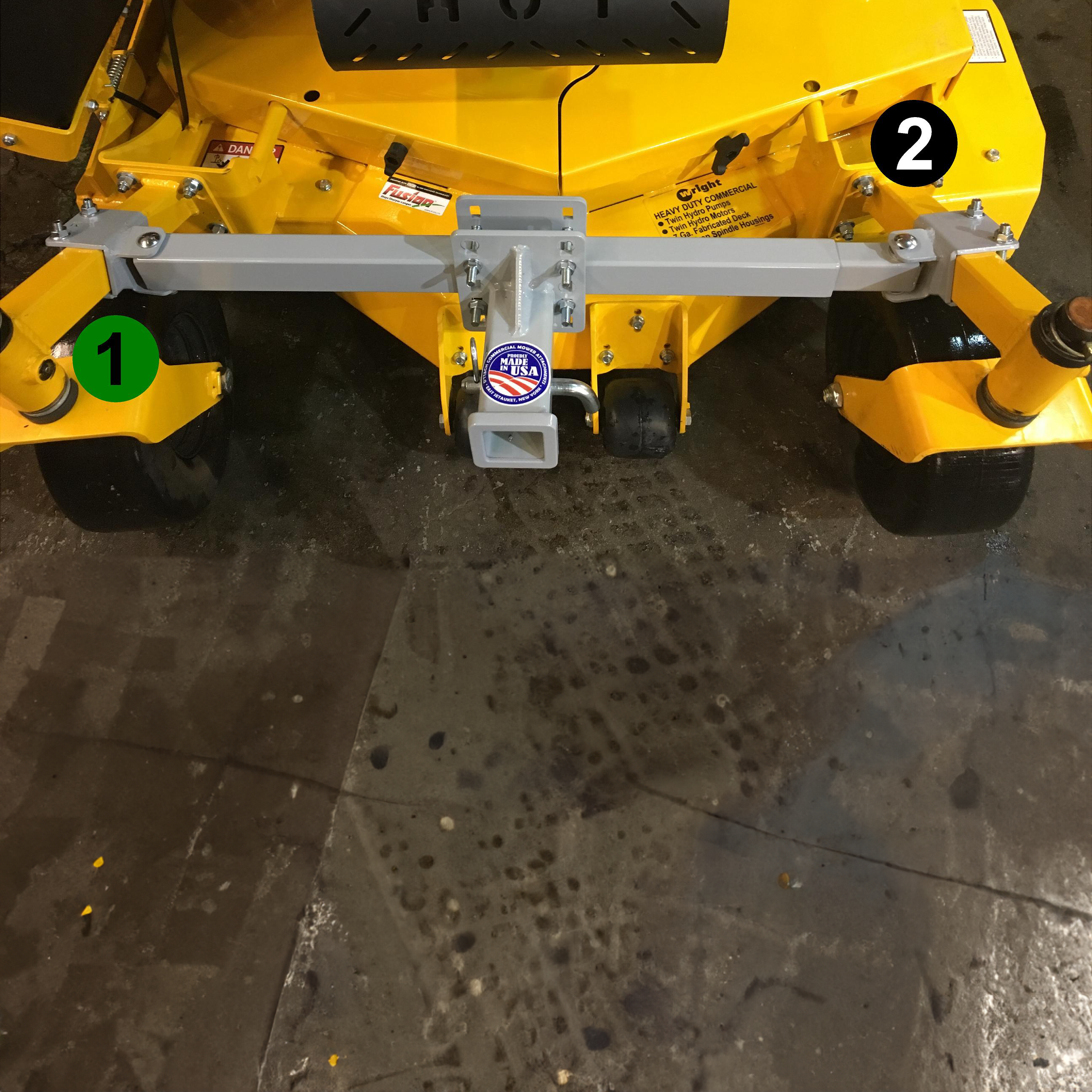 Front Mounting Hitch - Wright and John Deere fixed decks 48-61" - DTHWRI-4861FD image number null